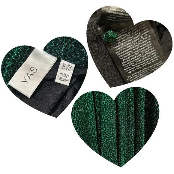 Y.A.S. NWT Green Glitter Long Sleeve Ruched Front Midi Dress XXL - Picture 15 of 16